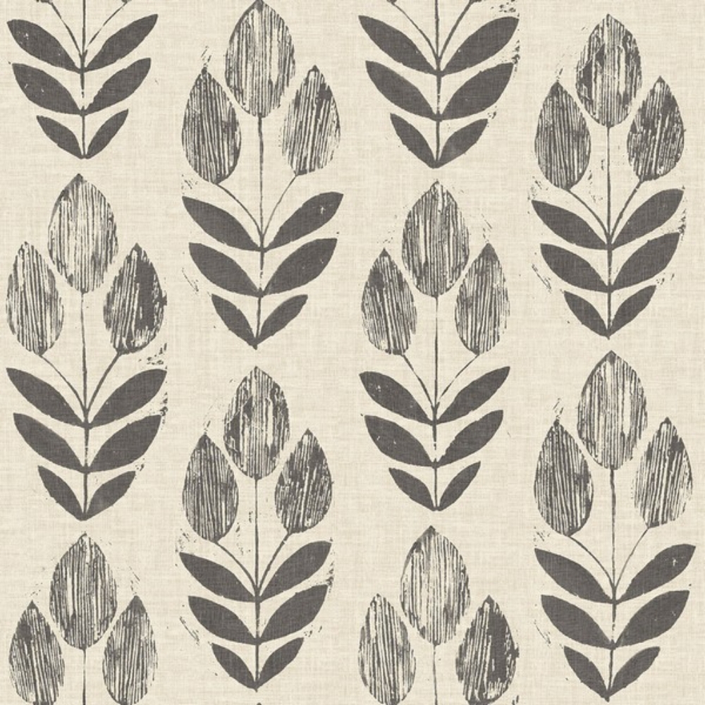 Wallpaper Scandinavian Tulip Farmhouse Black